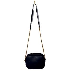 Black Crossbody Bag with Gold Chainlink Detail